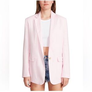 Steve Madden BB Dalokta On the Edge Linen Blend Blazer in Pink Tulle